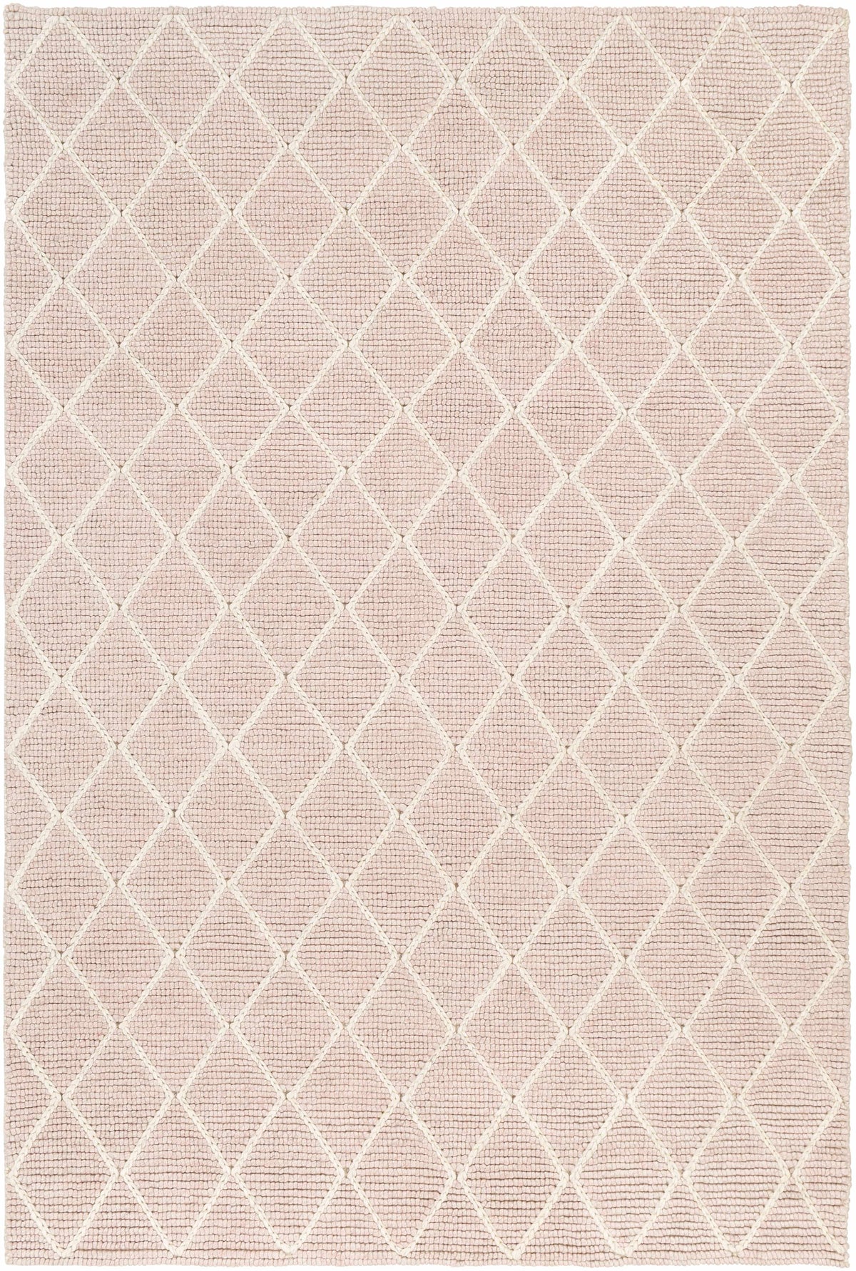 Pale Pink Hand Woven 50% Viscose, 50% Wool Modern Rectangle Handmade rug, Indoor use only, no fringe, non-washable.