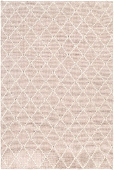 Pale Pink Hand Woven 50% Viscose, 50% Wool Modern Rectangle Handmade rug, Indoor use only, no fringe, non-washable.