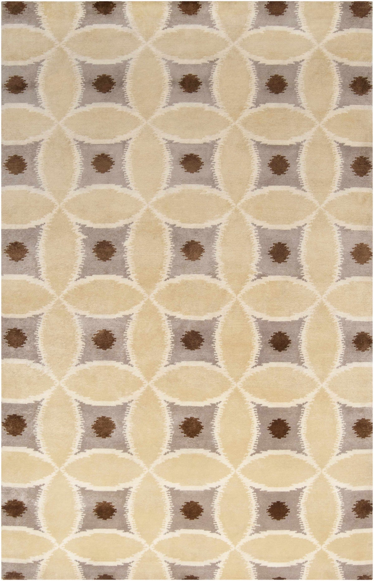 Ivory Hand Knotted 100% Wool Modern Rectangle Handmade rug, Indoor use only, no fringe, non-washable. runner also available