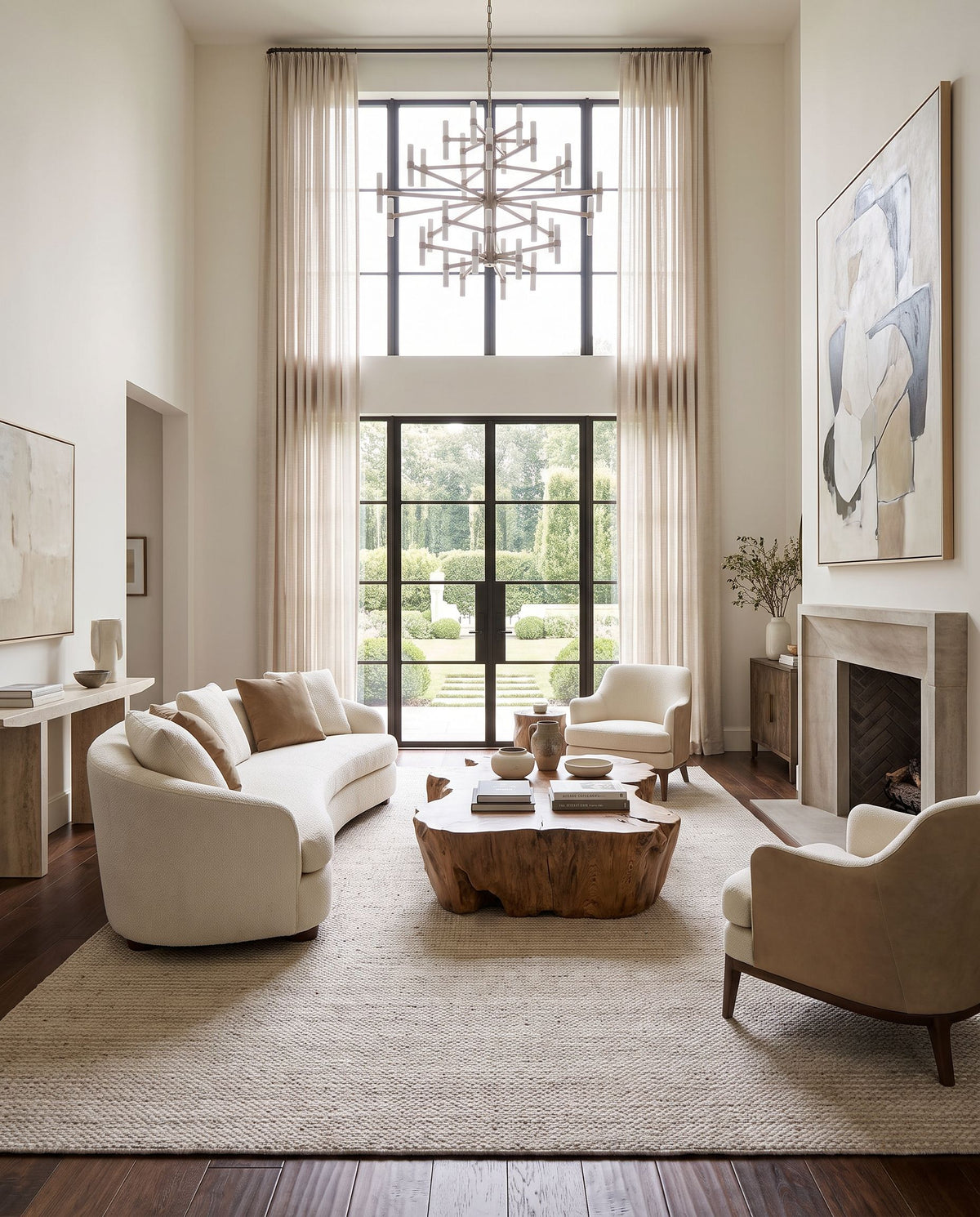 Rio De Janeiro RJO-2300 Hand Loomed Rug as the centerpiece of a bright luxury living room — a hand loomed transitional, traditional area rug in natural gray tones