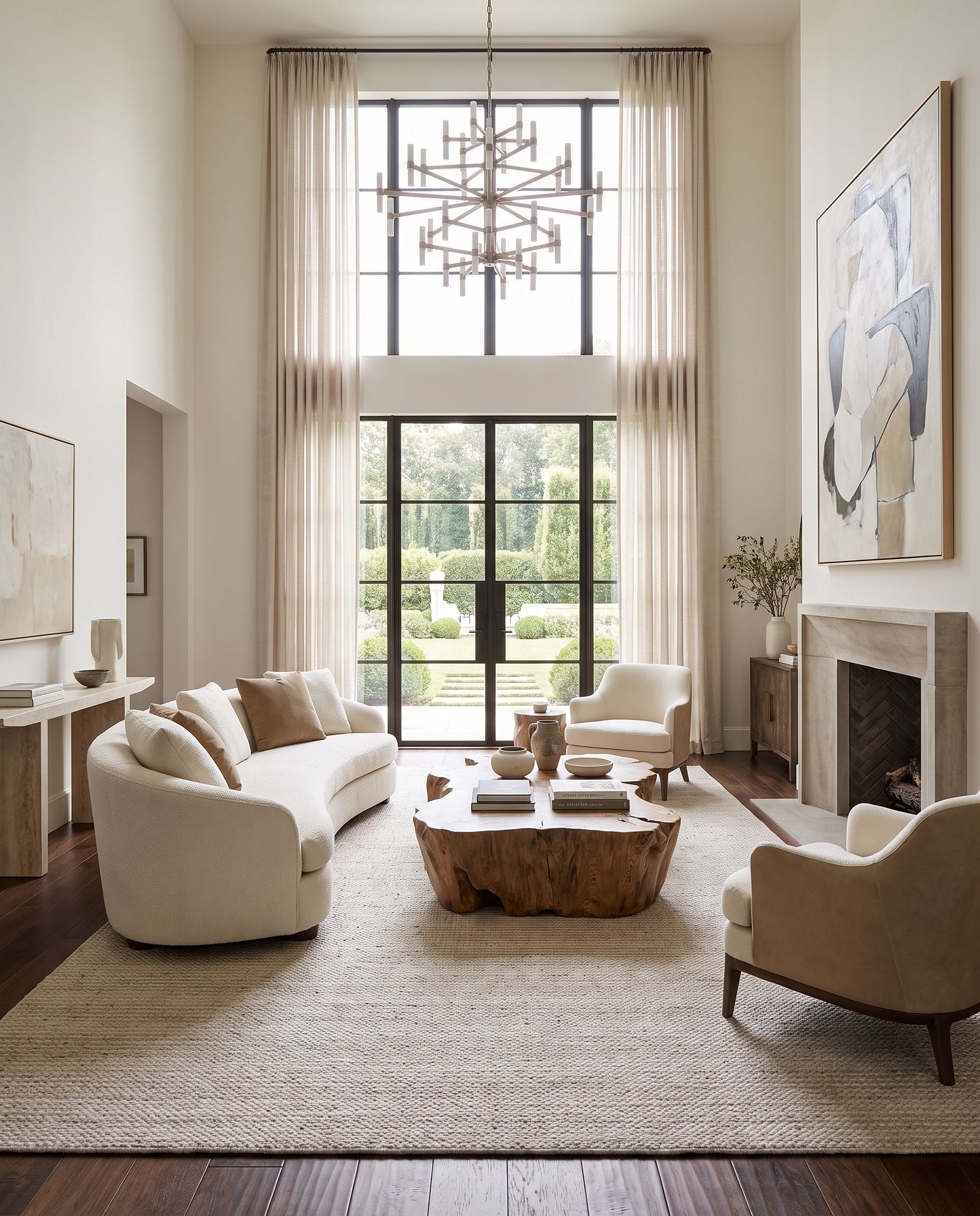 Rio De Janeiro RJO-2300 Hand Loomed Rug as the centerpiece of a bright luxury living room — a hand loomed transitional, traditional area rug in natural gray tones