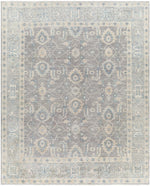 Gray Hand Knotted 100% Wool Traditional Rectangle Handmade rug, Indoor use only, has fringe, non-washable.