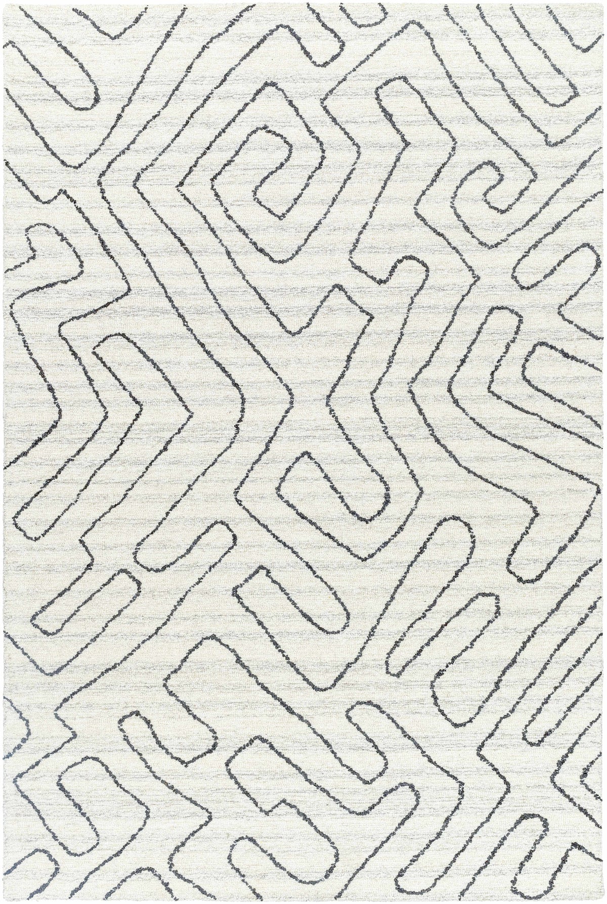 Ivory Hand Tufted 100% Wool Modern Rectangle Handmade rug, Indoor use only, no fringe, non-washable.