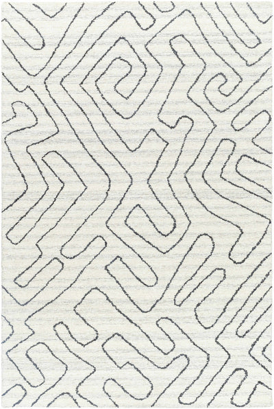 Ivory Hand Tufted 100% Wool Modern Rectangle Handmade rug, Indoor use only, no fringe, non-washable.