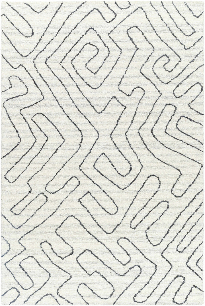 Ivory Hand Tufted 100% Wool Modern Rectangle Handmade rug, Indoor use only, no fringe, non-washable.
