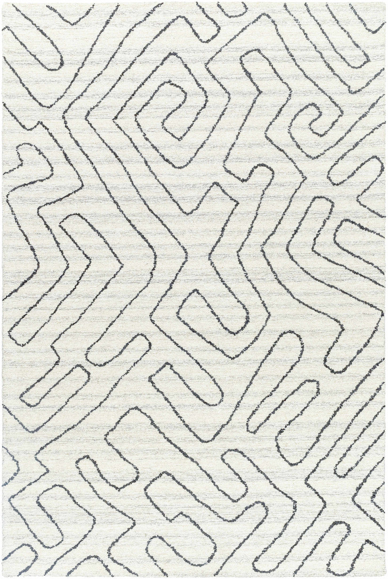 Ivory Hand Tufted 100% Wool Modern Rectangle Handmade rug, Indoor use only, no fringe, non-washable.