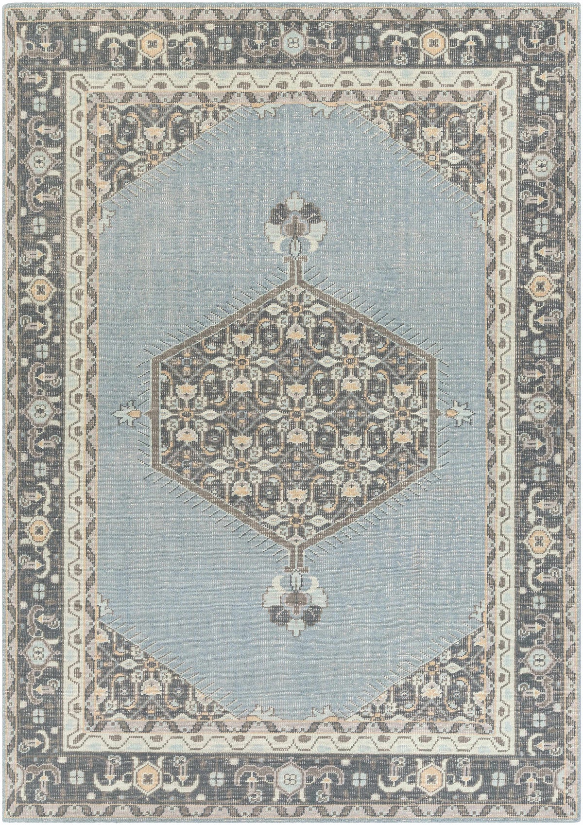 Aqua Hand Knotted 100% NZ Wool Traditional Rectangle Handmade rug, Indoor use only, no fringe, non-washable.