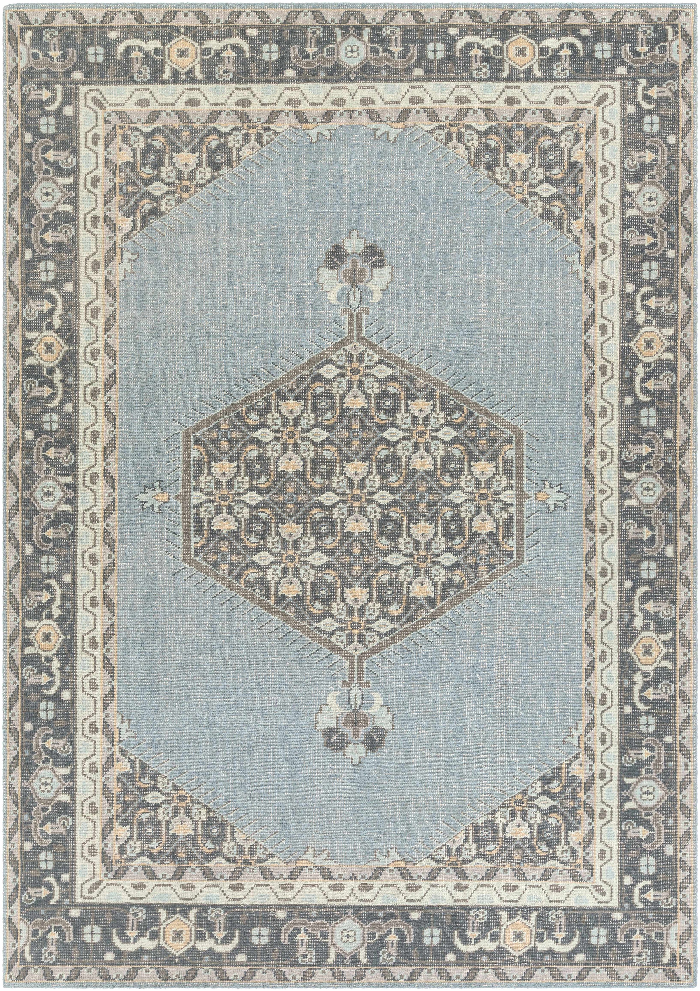 Aqua Hand Knotted 100% NZ Wool Traditional Rectangle Handmade rug, Indoor use only, no fringe, non-washable.