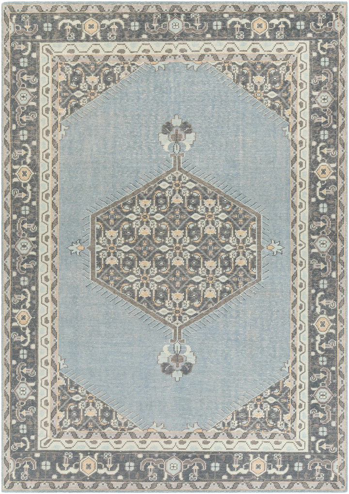 Aqua Hand Knotted 100% NZ Wool Traditional Rectangle Handmade rug, Indoor use only, no fringe, non-washable.