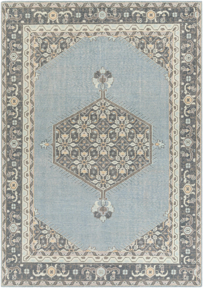 Aqua Hand Knotted 100% NZ Wool Traditional Rectangle Handmade rug, Indoor use only, no fringe, non-washable.