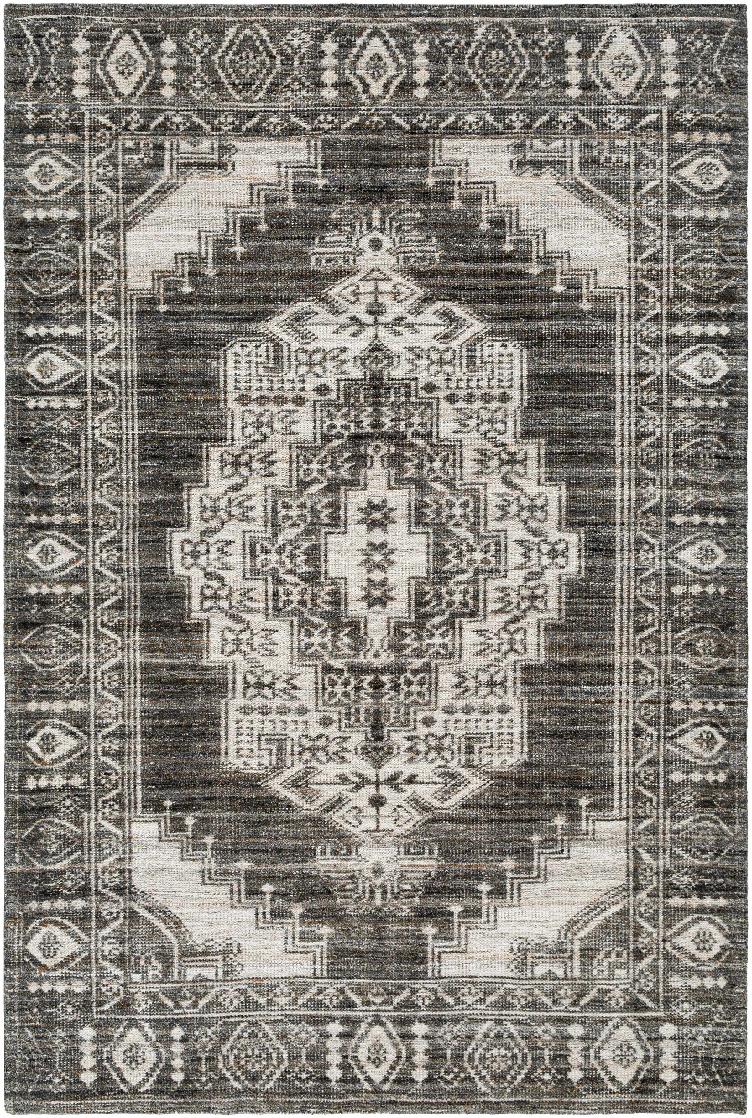 Gray Hand Knotted 100% Recycled PET Yarn Traditional Rectangle Handmade rug, Indoor use only, no fringe, non-washable.