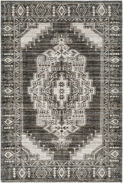Gray Hand Knotted 100% Recycled PET Yarn Traditional Rectangle Handmade rug, Indoor use only, no fringe, non-washable.