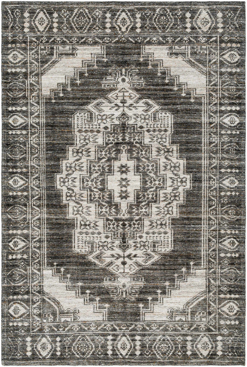 Gray Hand Knotted 100% Recycled PET Yarn Traditional Rectangle Handmade rug, Indoor use only, no fringe, non-washable.