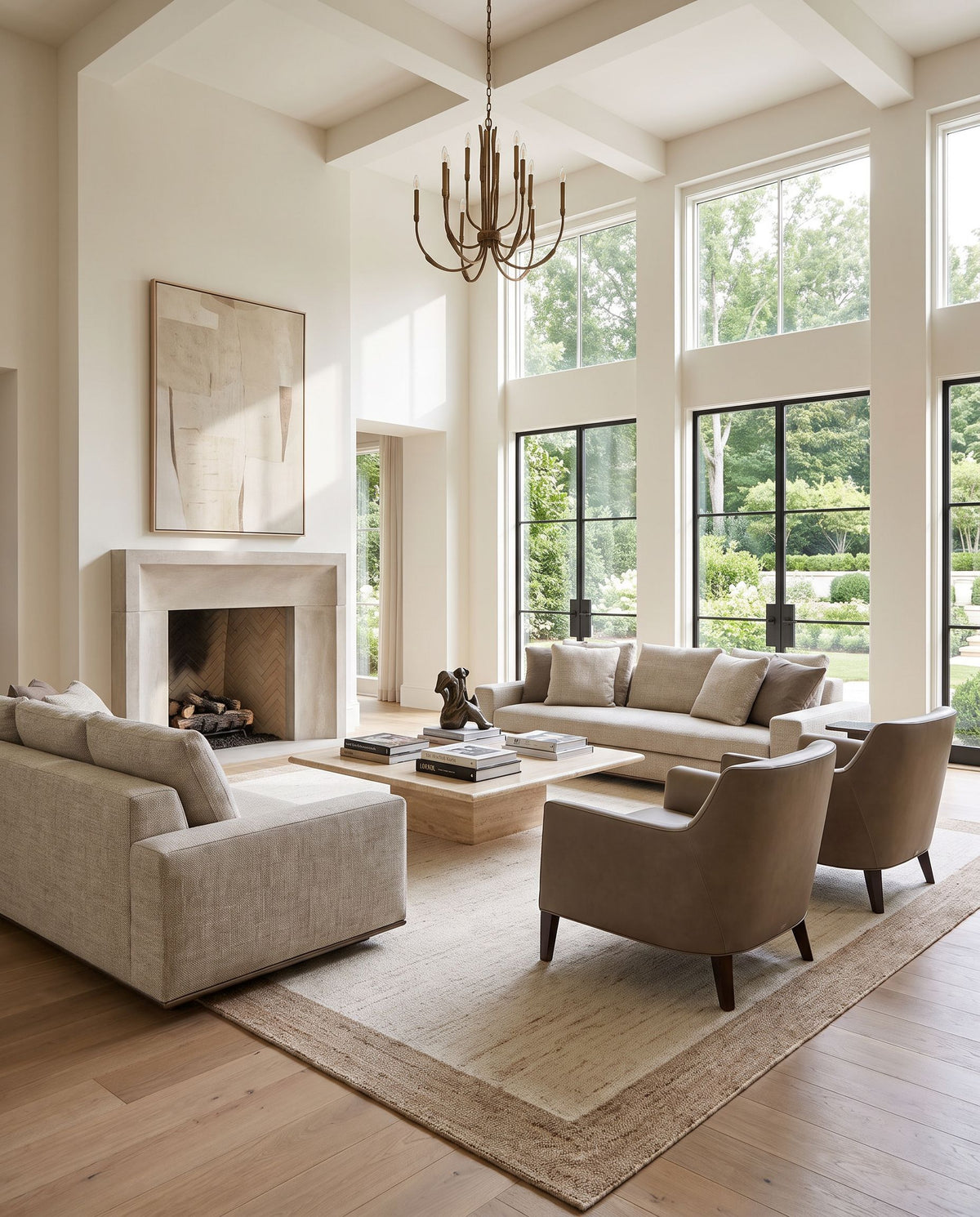 Dagny Hand Tufted Rug styled in an elegant designer living room — hand tufted cottage area rug in beige, sandstone and cream tones