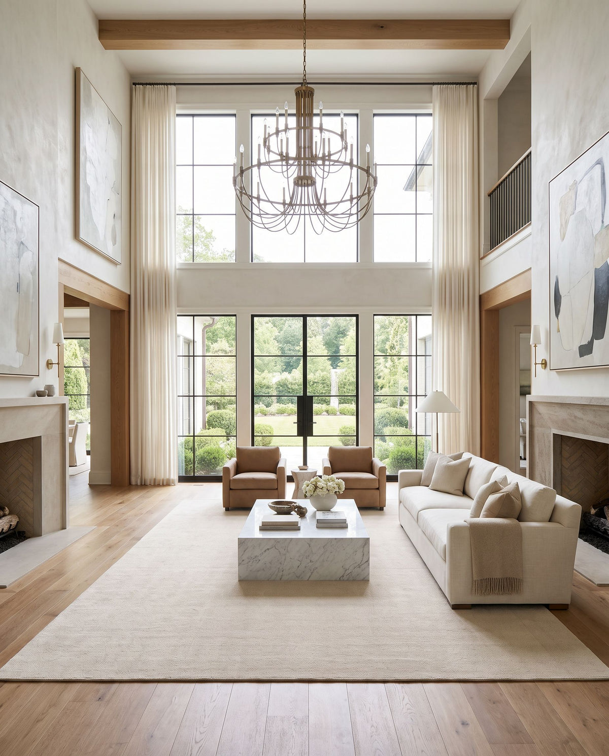 Levanto Hand Tufted Rug styled in an elegant designer living room — hand tufted modern area rug in ivory tones