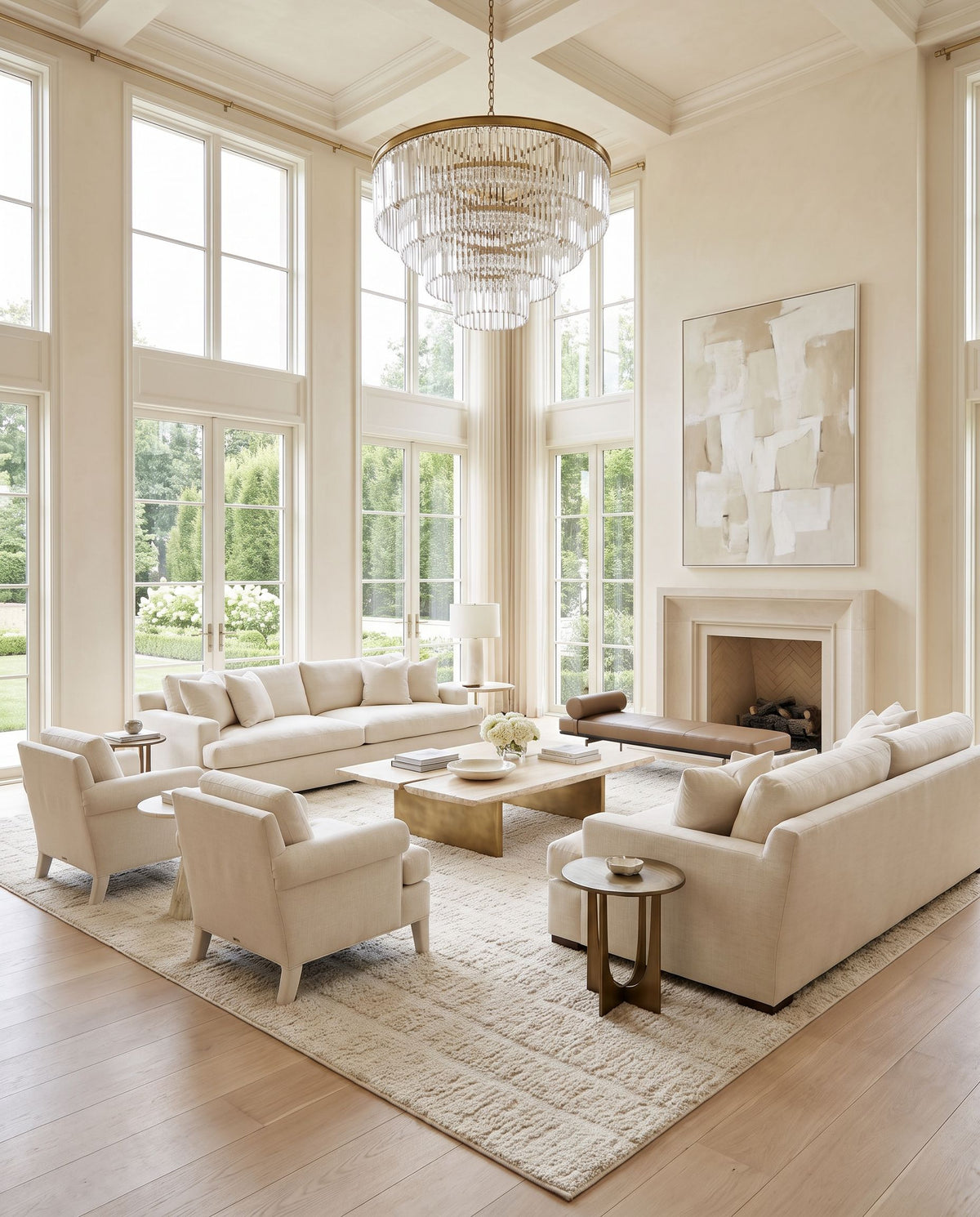 Lofoten Hand Tufted Rug styled in an elegant designer living room — hand tufted global area rug in ivory tones