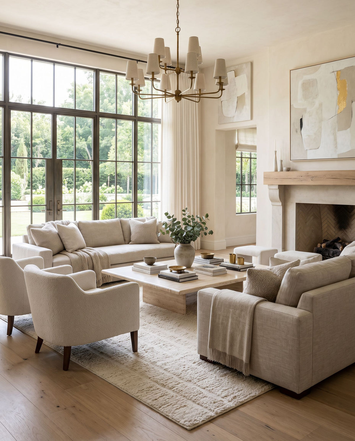 Lofoten Hand Tufted Rug styled in an elegant designer living room — hand tufted global area rug in ivory tones