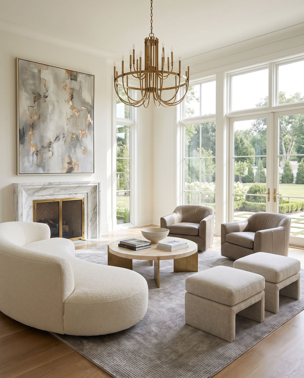 Lajitas Hand Tufted Rug styled in an elegant designer living room — hand tufted modern area rug in silver, dove gray and ash tones