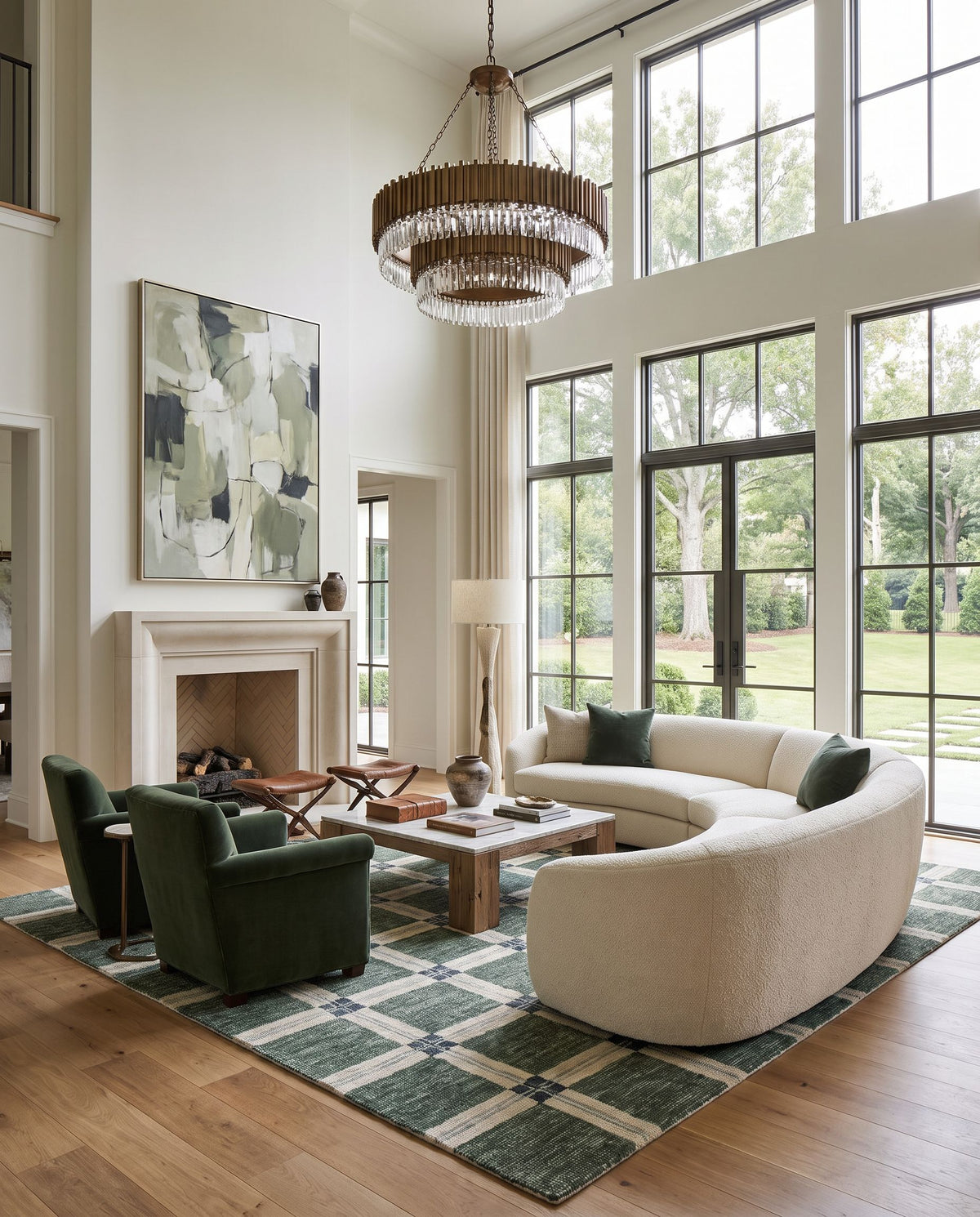 Mupto Hand Tufted Rug styled in an elegant designer living room — hand tufted modern area rug in warm neutral tones