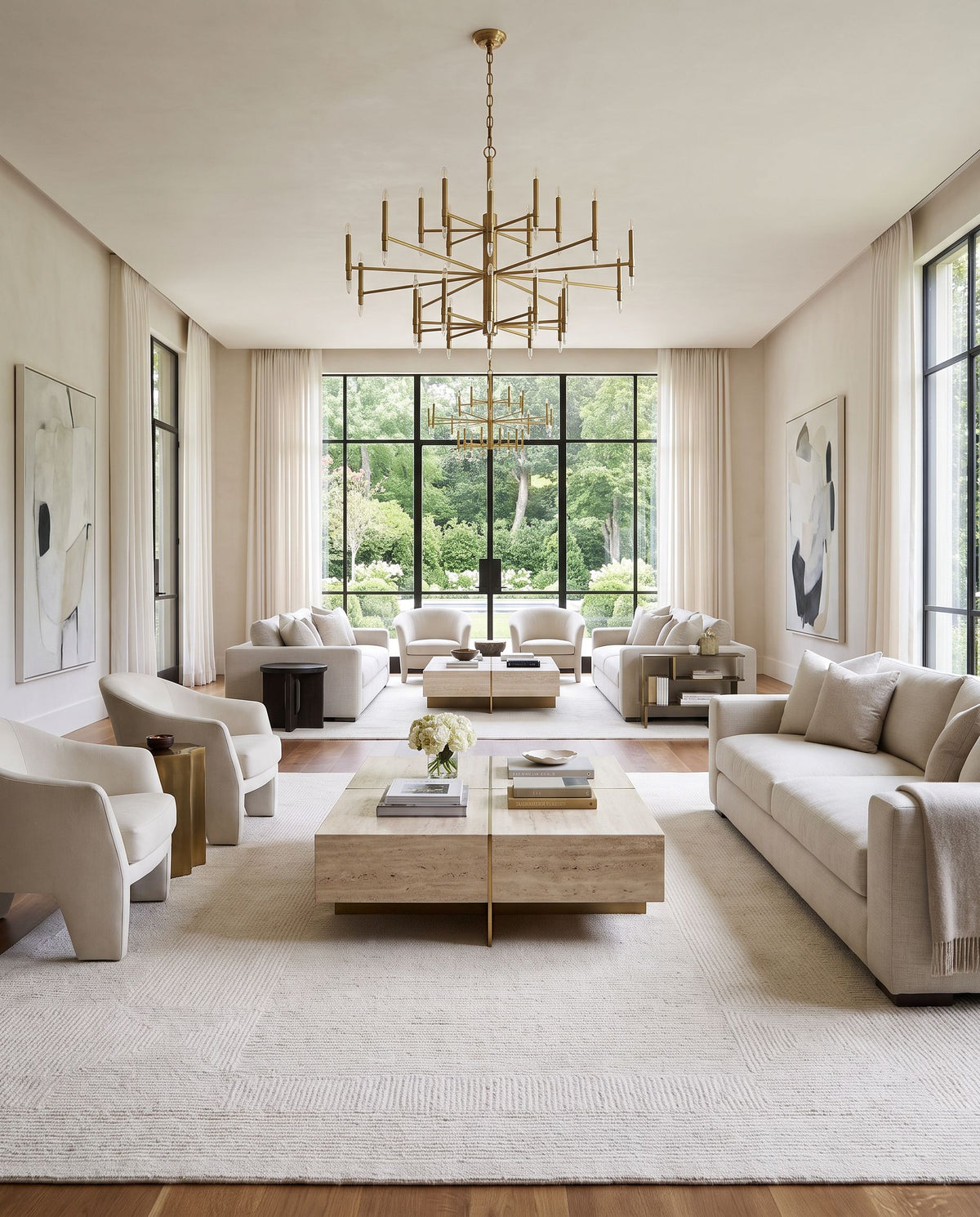 Vernazza Hand Tufted Rug styled in an elegant designer living room — hand tufted modern area rug in warm neutral tones