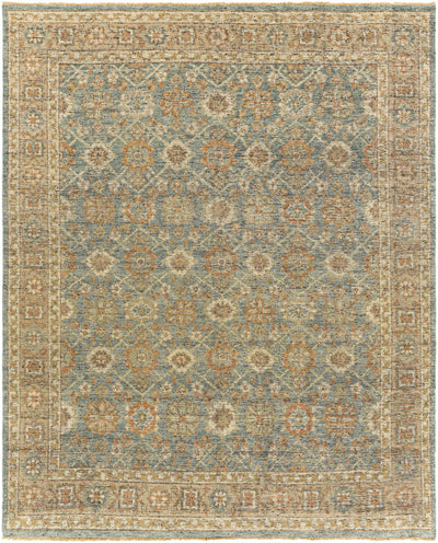 Sage Hand Knotted 100% NZ Wool Traditional Rectangle Handmade rug, Indoor use only, has fringe, non-washable.