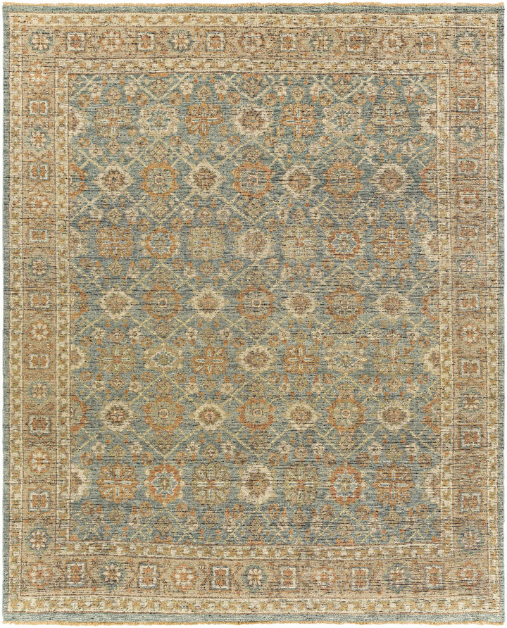 Sage Hand Knotted 100% NZ Wool Traditional Rectangle Handmade rug, Indoor use only, has fringe, non-washable.