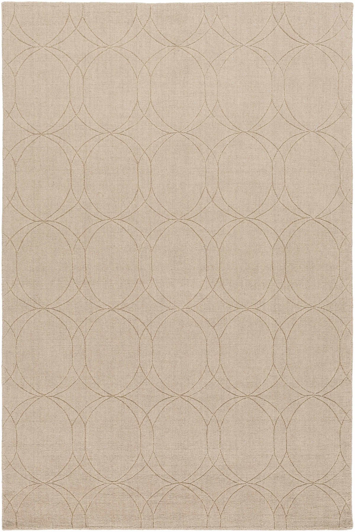 Tan Hand Loomed 100% Wool Modern Rectangle Handmade rug, Indoor use only, no fringe, non-washable.