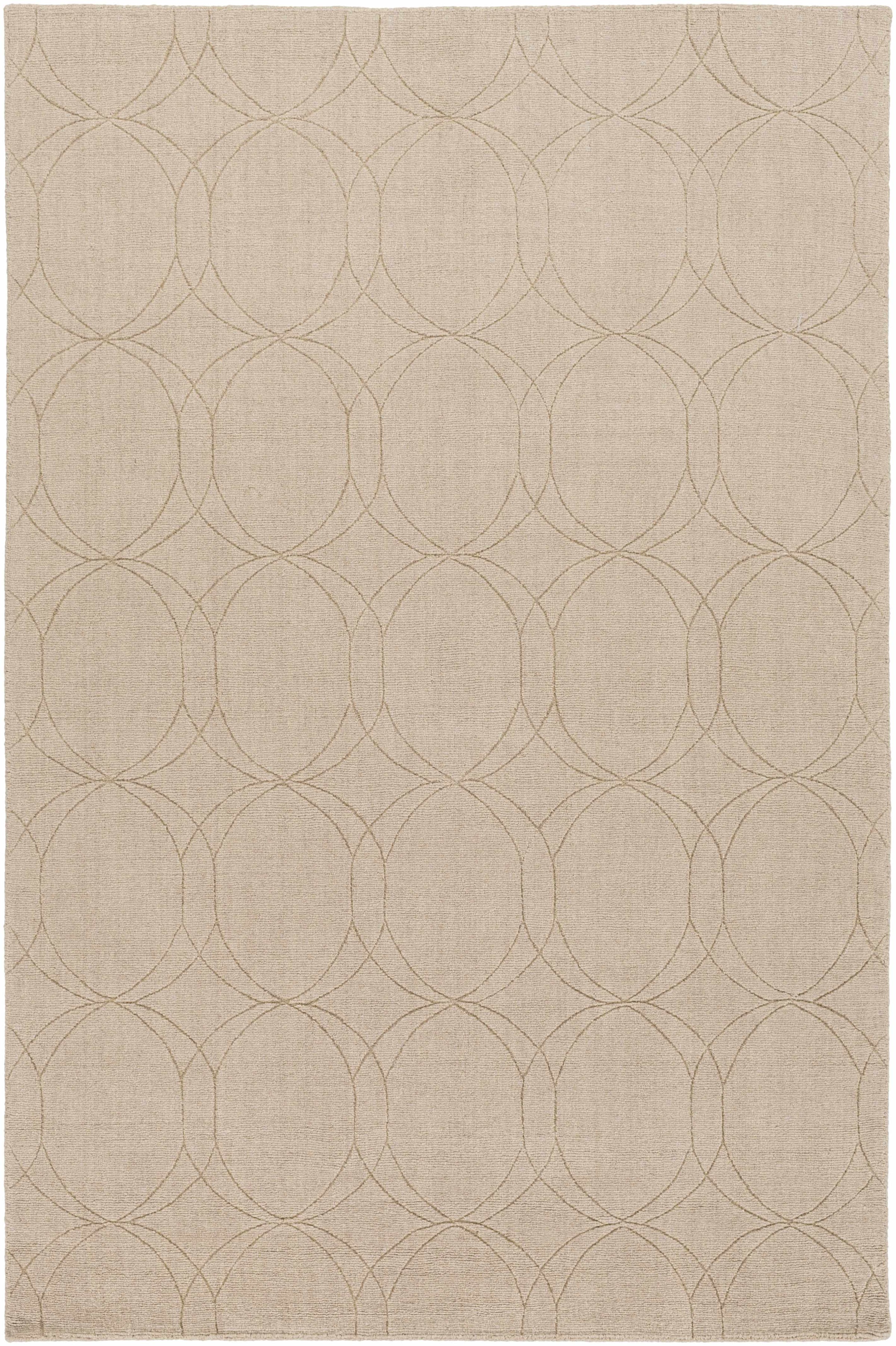 Tan Hand Loomed 100% Wool Modern Rectangle Handmade rug, Indoor use only, no fringe, non-washable.