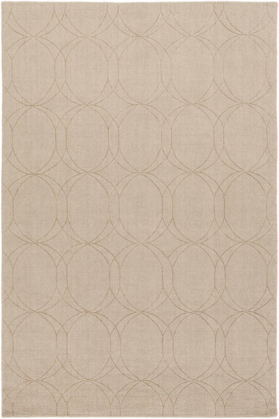 Tan Hand Loomed 100% Wool Modern Rectangle Handmade rug, Indoor use only, no fringe, non-washable.