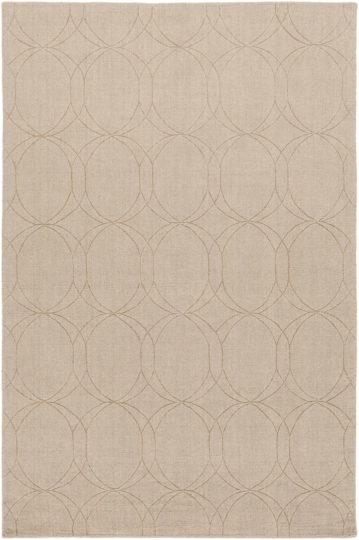 Tan Hand Loomed 100% Wool Modern Rectangle Handmade rug, Indoor use only, no fringe, non-washable.
