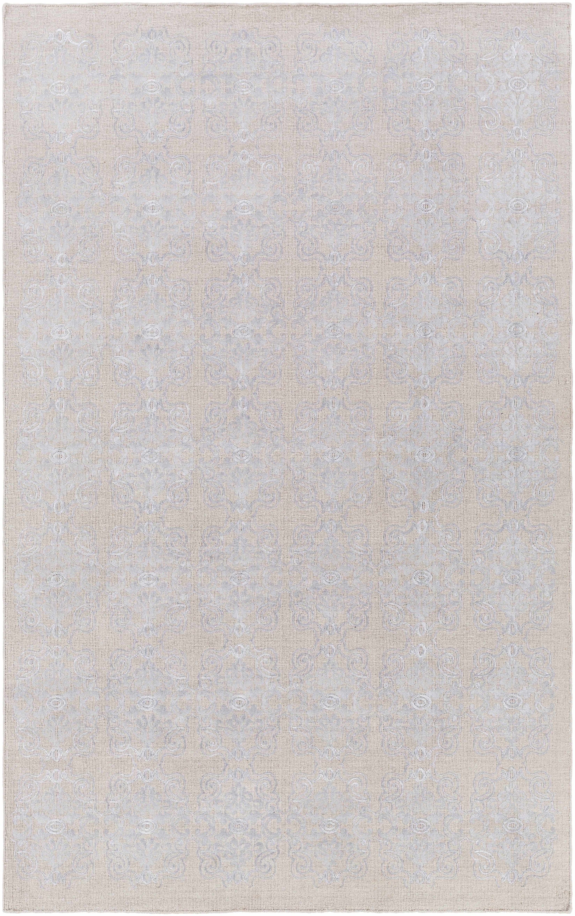 Gray Hand Woven 60% Wool, 40% Viscose Modern Rectangle Handmade rug, Indoor use only, no fringe, non-washable.