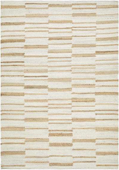 Cream Hand Woven 100% Jute Cottage Rectangle Handmade rug, Indoor use only, no fringe, non-washable.