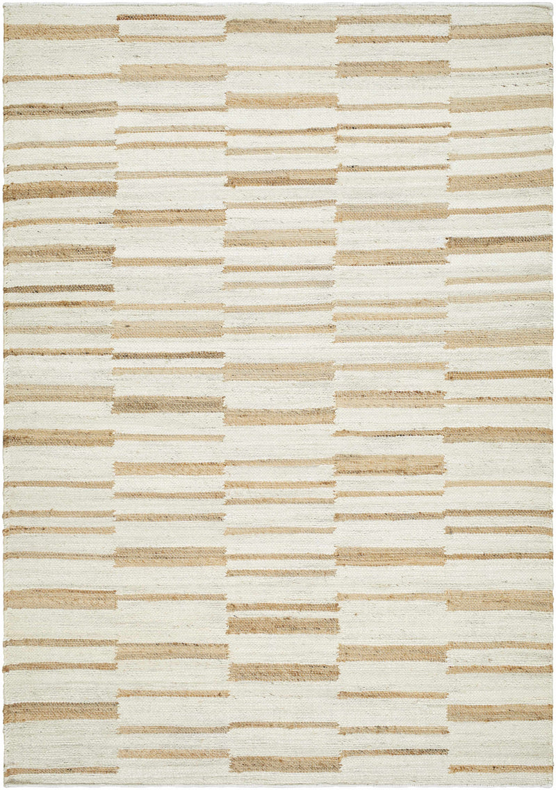 Cream Hand Woven 100% Jute Cottage Rectangle Handmade rug, Indoor use only, no fringe, non-washable.