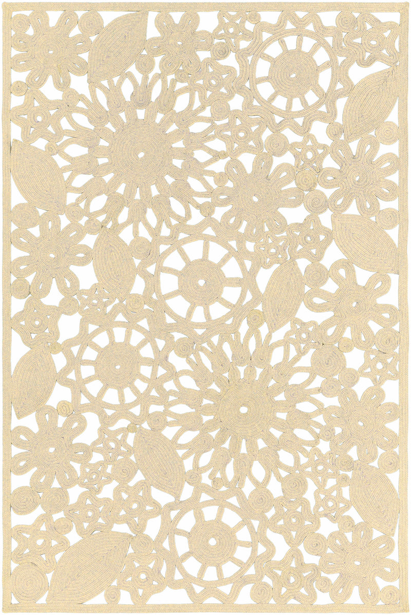 Beige Hand Woven 60% Polypropylene, 20% Polyester, 20% Viscose Traditional Rectangle Handmade rug, outdoor-safe, no fringe, non-washable. runner also available