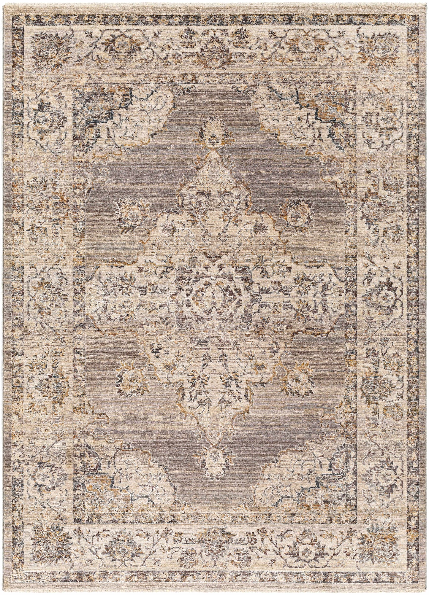 Beige Machine Woven 100% Polyester Traditional Rectangle Machine Woven rug, Indoor use only, has fringe, non-washable. runner also available