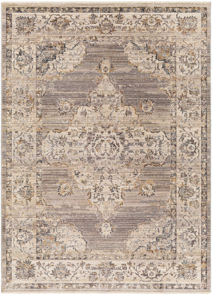 Beige Machine Woven 100% Polyester Traditional Rectangle Machine Woven rug, Indoor use only, has fringe, non-washable. runner also available