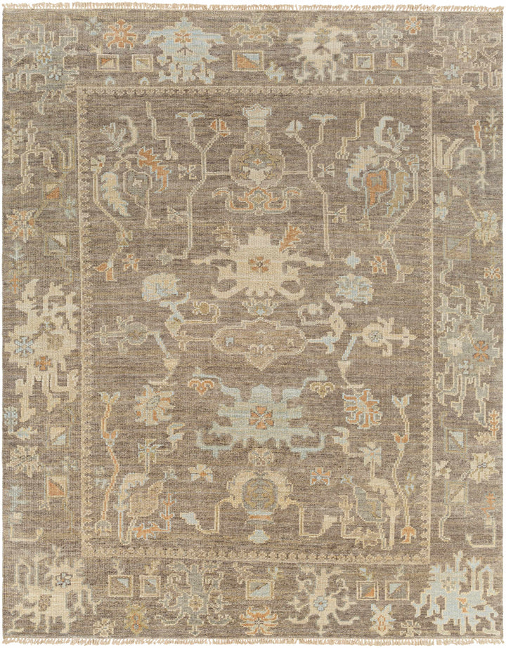 Dark Brown Hand Knotted 100% Wool Traditional Rectangle Handmade rug, Indoor use only, has fringe, non-washable.