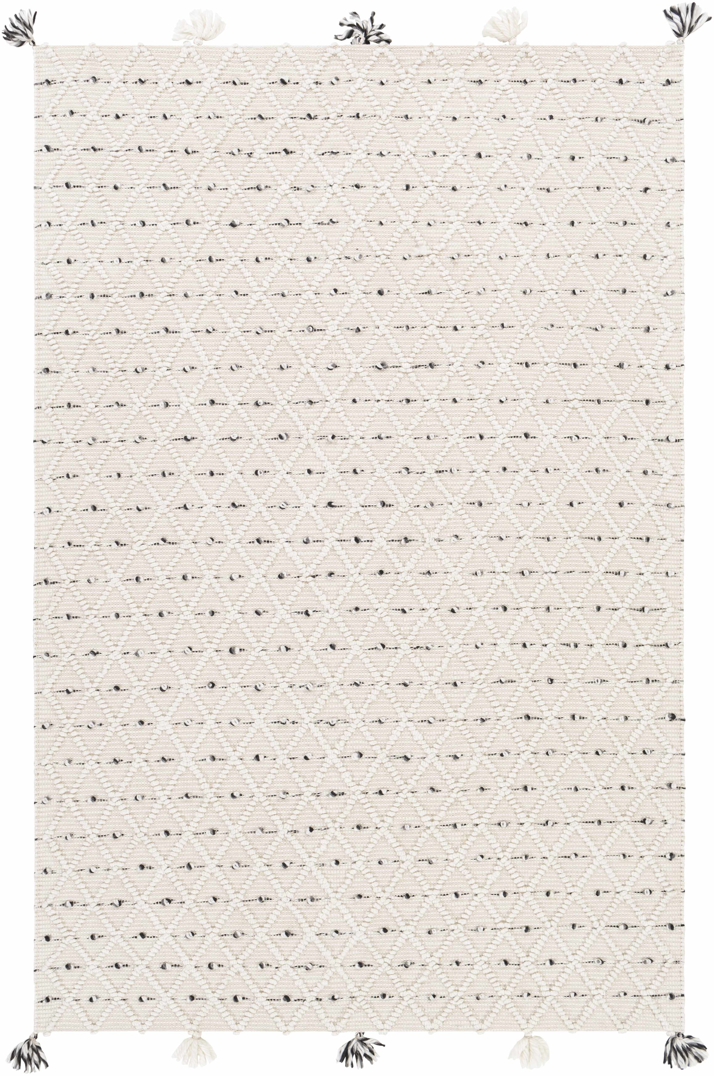 Ivory Hand Woven 100% Recycled PET Yarn Global Rectangle Handmade rug, Indoor use only, has fringe, non-washable. runner also available