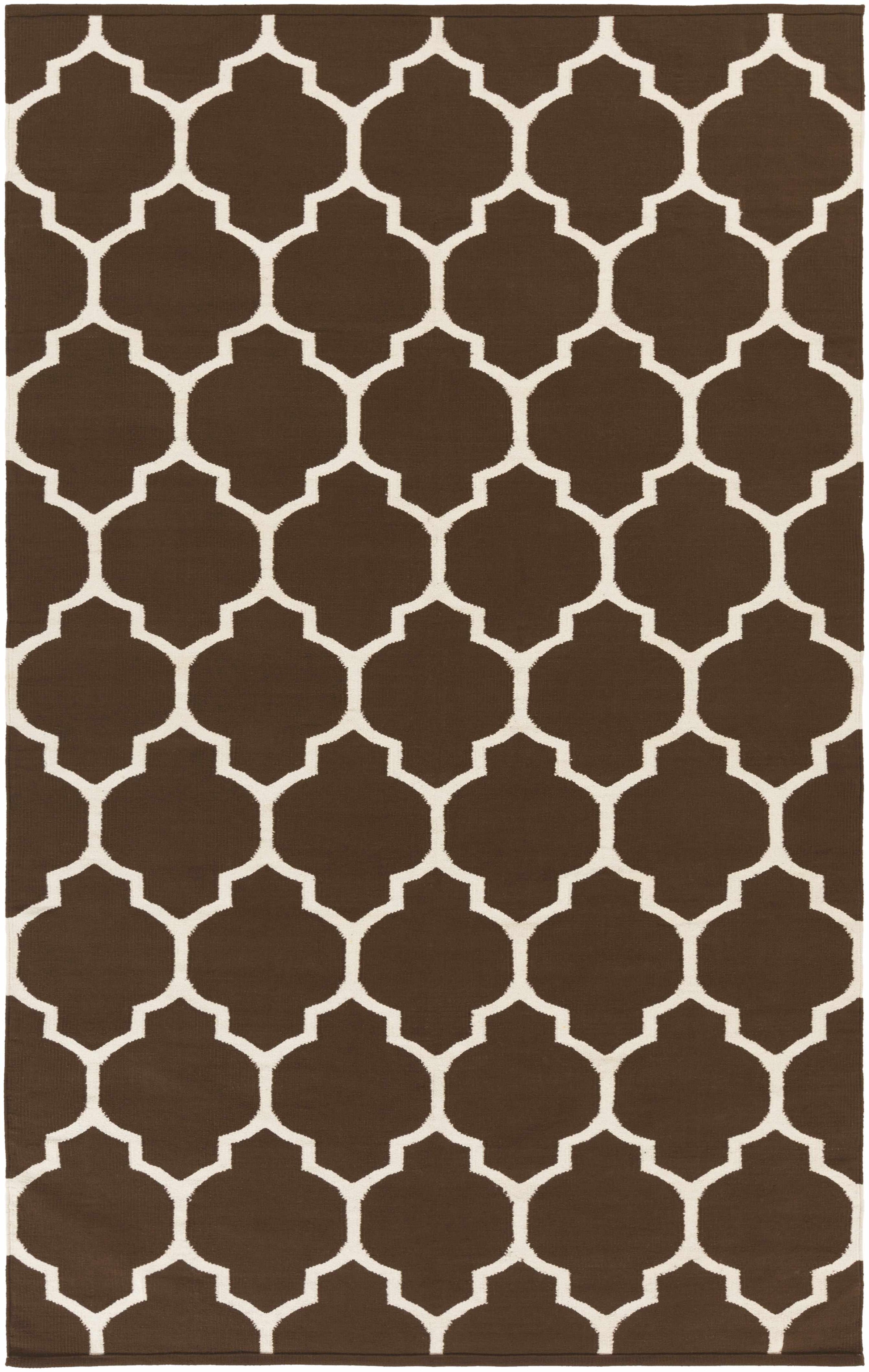 Dark Brown Hand Woven 100% Cotton Modern Rectangle Handmade rug, Indoor use only, no fringe, non-washable.