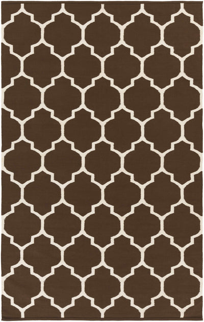 Dark Brown Hand Woven 100% Cotton Modern Rectangle Handmade rug, Indoor use only, no fringe, non-washable.