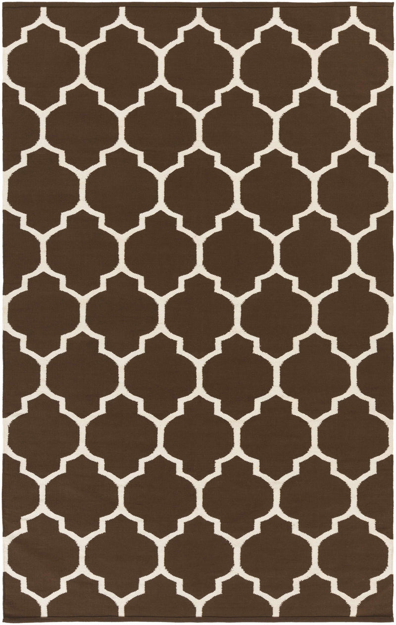 Dark Brown Hand Woven 100% Cotton Modern Rectangle Handmade rug, Indoor use only, no fringe, non-washable.