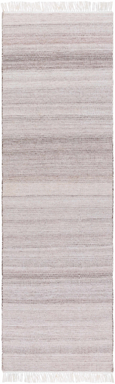 Cream Hand Woven 100% Recycled PET Yarn Modern Rectangle Handmade rug, Indoor use only, has fringe, non-washable. runner also available
