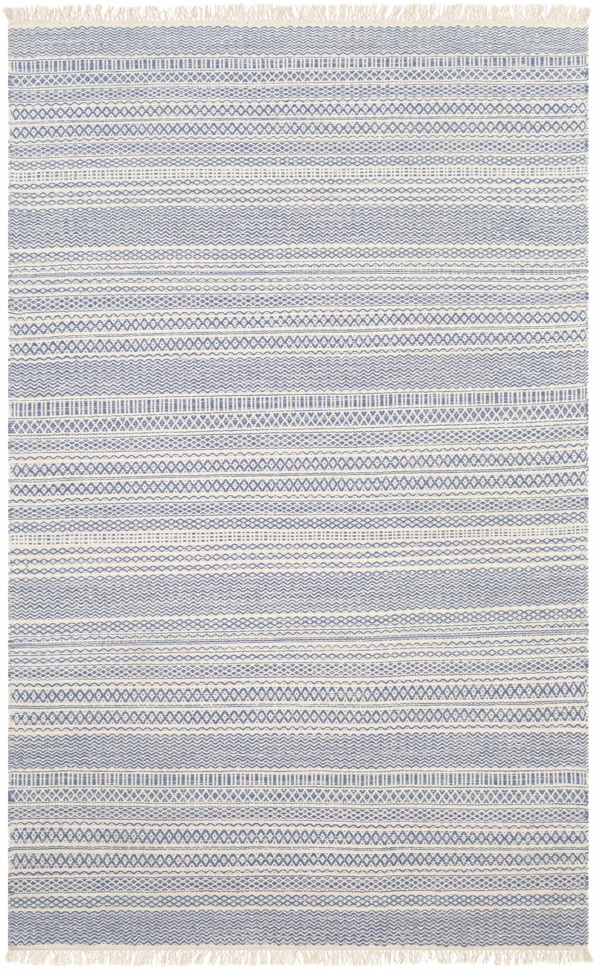Blue Hand Woven 100% Wool Cottage Rectangle Handmade rug, Indoor use only, has fringe, non-washable. runner also available