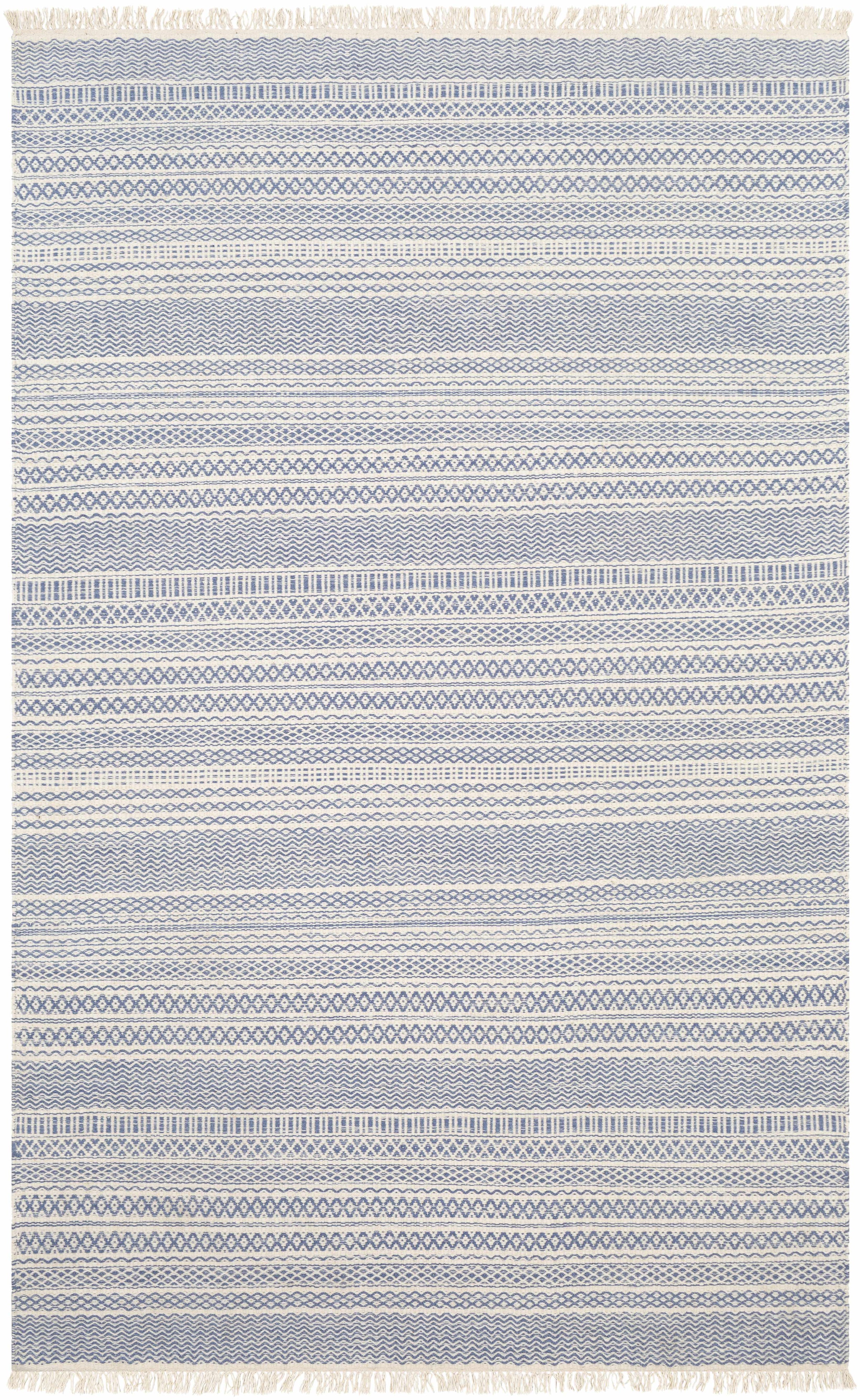 Blue Hand Woven 100% Wool Cottage Rectangle Handmade rug, Indoor use only, has fringe, non-washable. runner also available