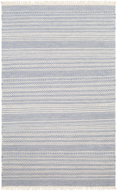 Blue Hand Woven 100% Wool Cottage Rectangle Handmade rug, Indoor use only, has fringe, non-washable. runner also available