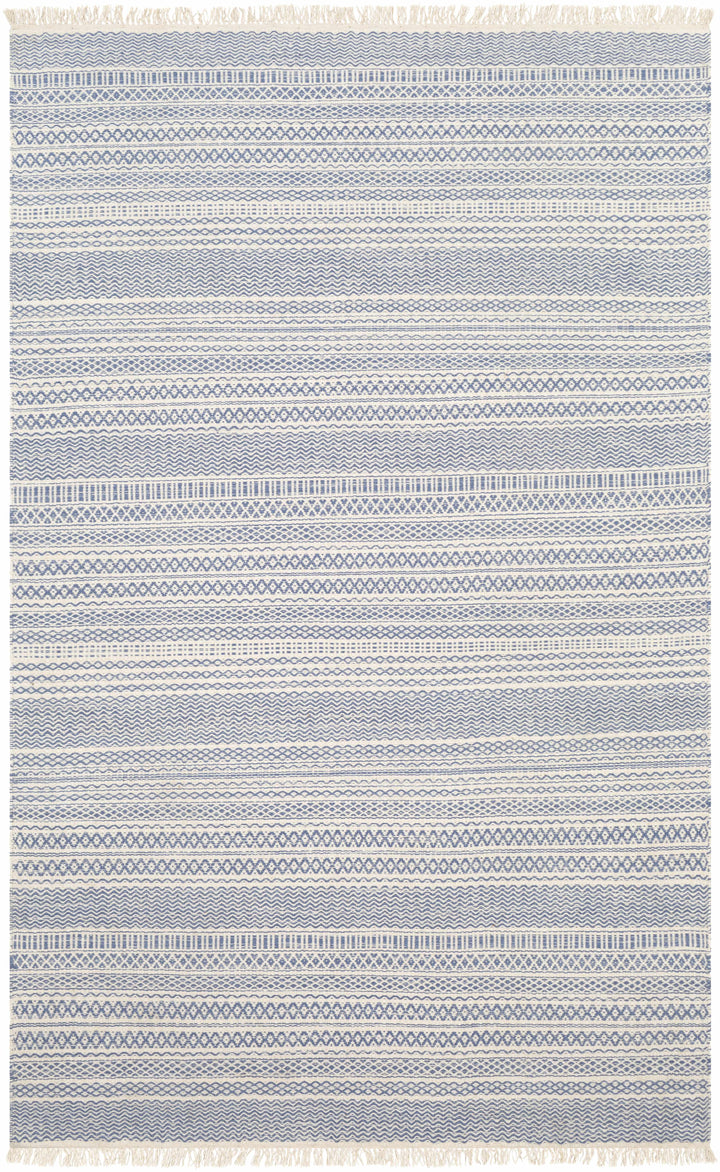 Blue Hand Woven 100% Wool Cottage Rectangle Handmade rug, Indoor use only, has fringe, non-washable. runner also available