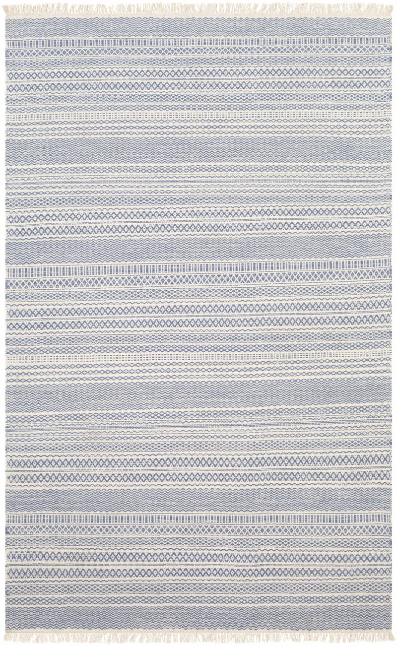 Blue Hand Woven 100% Wool Cottage Rectangle Handmade rug, Indoor use only, has fringe, non-washable. runner also available