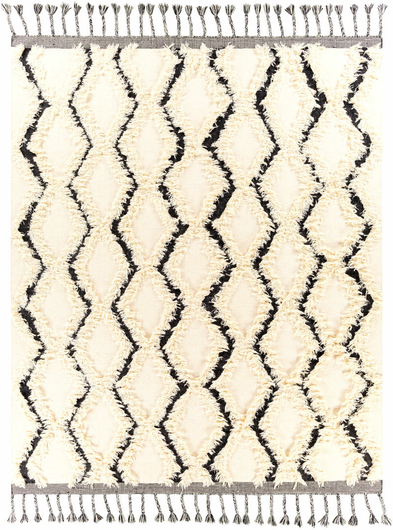 Cream Hand Woven 100% Wool Global Rectangle Handmade rug, Indoor use only, has fringe, non-washable. runner also available