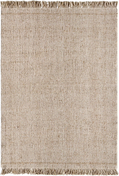 Tan Hand Woven 100% Wool Cottage Rectangle Handmade rug, Indoor use only, has fringe, non-washable.