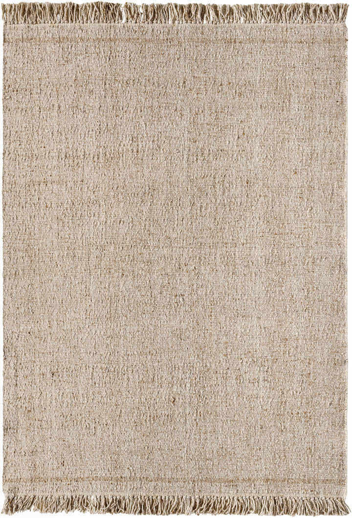 Tan Hand Woven 100% Wool Cottage Rectangle Handmade rug, Indoor use only, has fringe, non-washable.